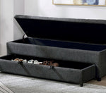 Aguda Dark Gray Fabric Accent Bench w/ Storage