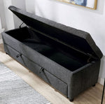 Aguda Dark Gray Fabric Accent Bench w/ Storage