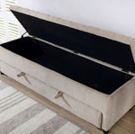 Aguda Light Brown Fabric Bench with Storage