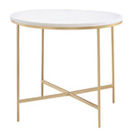 Ailbhe White Marble/Gold Finish Metal Round End Table