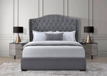 Akira Light Gray Linen Fabric Queen Platform Bed