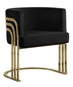 Mileva Black Velvet/Gold Metal Arm Chair