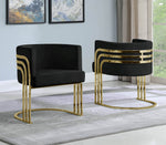 Mileva Black Velvet/Gold Metal Arm Chair