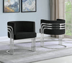 Mileva Black Velvet/Silver Metal Arm Chair