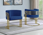 Mileva Navy Blue Velvet/Gold Metal Arm Chair