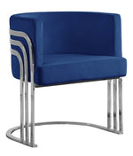 Mileva Navy Blue Velvet/Silver Arm Chair