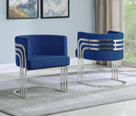 Mileva Navy Blue Velvet/Silver Arm Chair