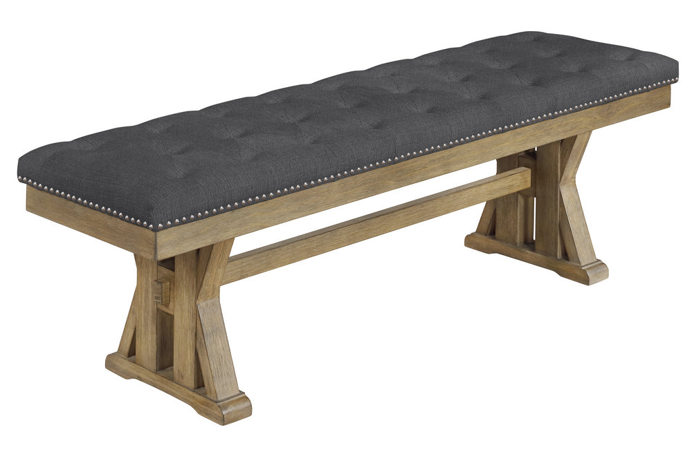 Alba Gray Fabric/Rustic Oak Dining Bench