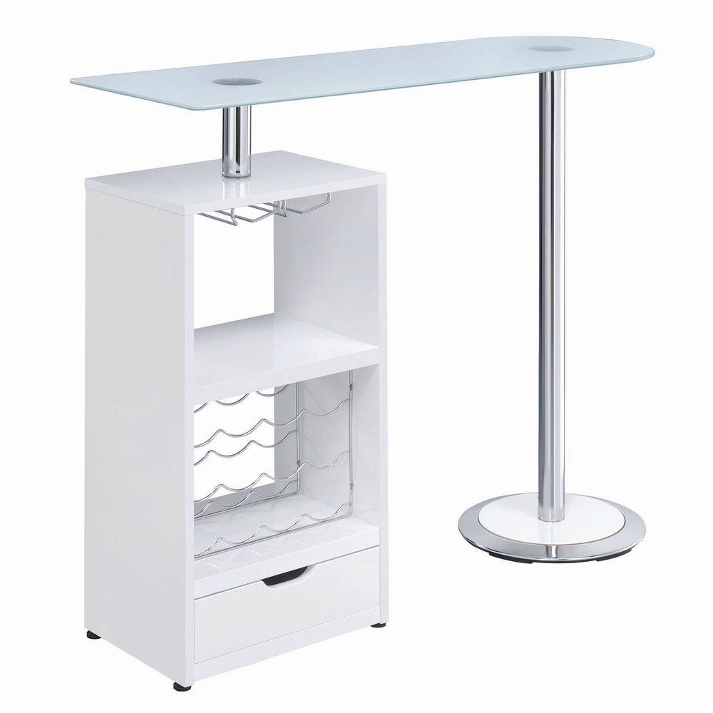 Alessia Contemporary Glossy White Wood Bar Unit