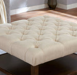 Alferia Beige Fabric/Wood Square Ottoman