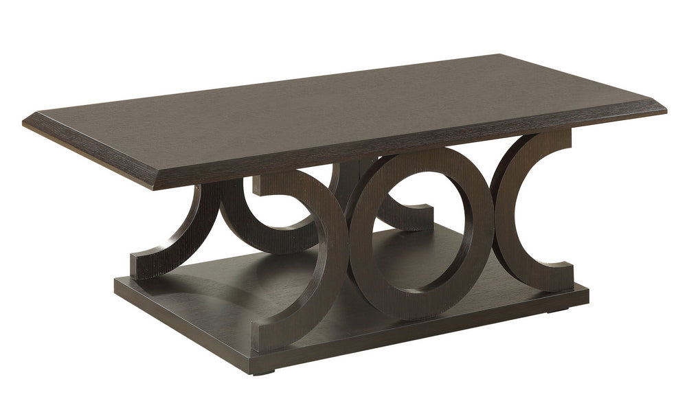 Alfonsina Cappuccino Wood C-Shape Coffee Table