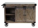 Alforvott Weathered Gray Wood/Artificial Marble Kitchen Island