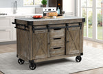 Alforvott Weathered Gray Wood/Artificial Marble Kitchen Island