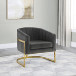 Alicia Dark Grey Velvet/Gold Finish Metal Accent Chair