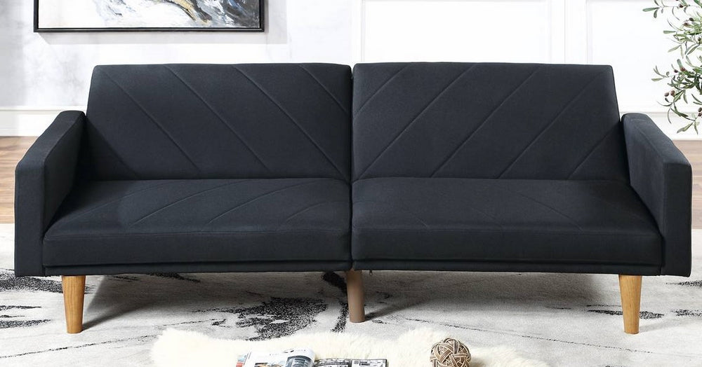 Aliyah Black Linen-Like Fabric Adjustable Sofa