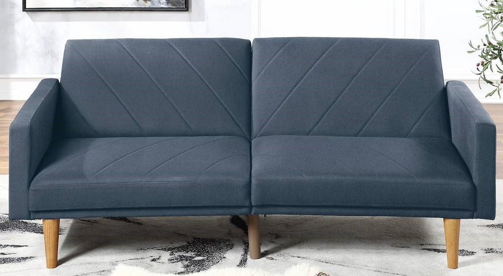 Aliyah Navy Linen-Like Fabric Adjustable Sofa