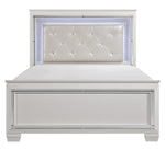 Allura White Wood/Faux Leather Full Bed with LED