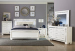 Allura White Wood/Faux Leather Full Bed with LED