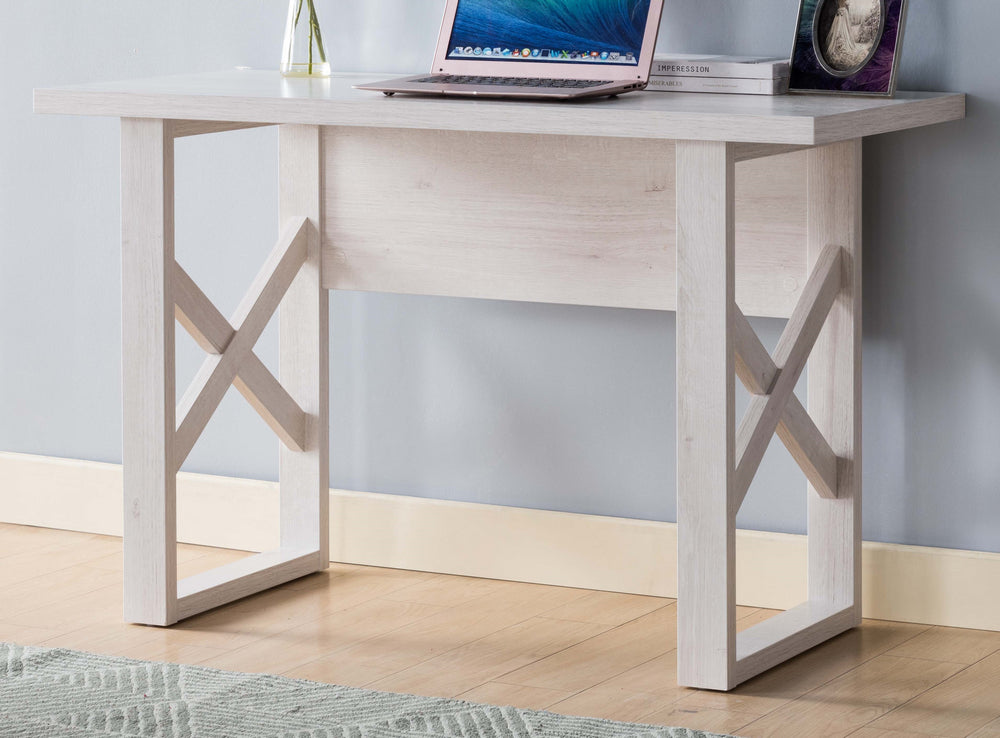 Alma White Oak Wood Desk with 2 USB Ports