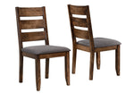 Alston 5-Pc Knotty Nutmeg Wood/Grey Fabric Dining Table Set