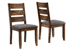 Alston 7-Pc Knotty Nutmeg Wood/Grey Fabric Dining Table Set