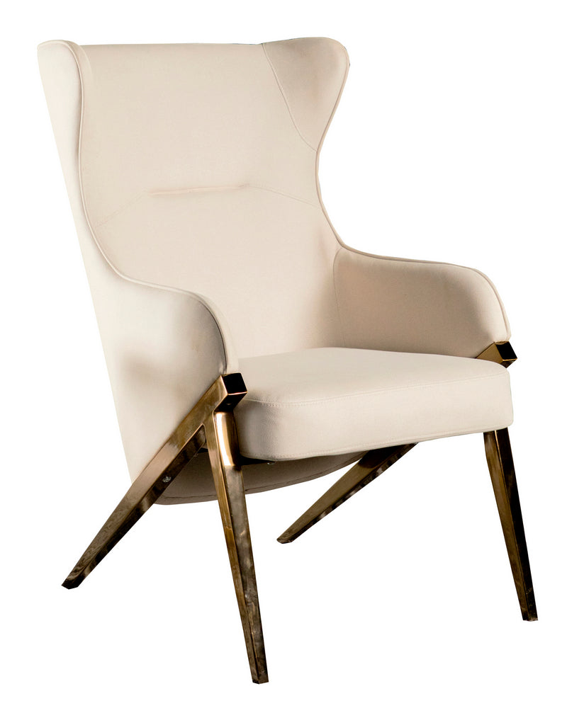 Althaea Cream Leatherette/Bronze Metal Accent Chair