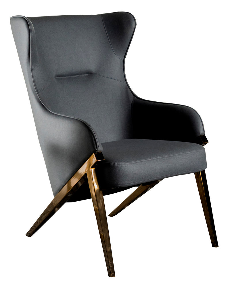 Althaea Slate Leatherette/Bronze Metal Accent Chair