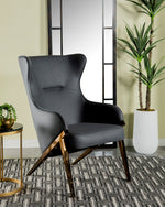 Althaea Slate Leatherette/Bronze Metal Accent Chair