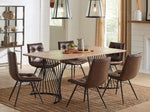 Altus Modern Natural Oak Wood/Gunmetal Metal Dining Table