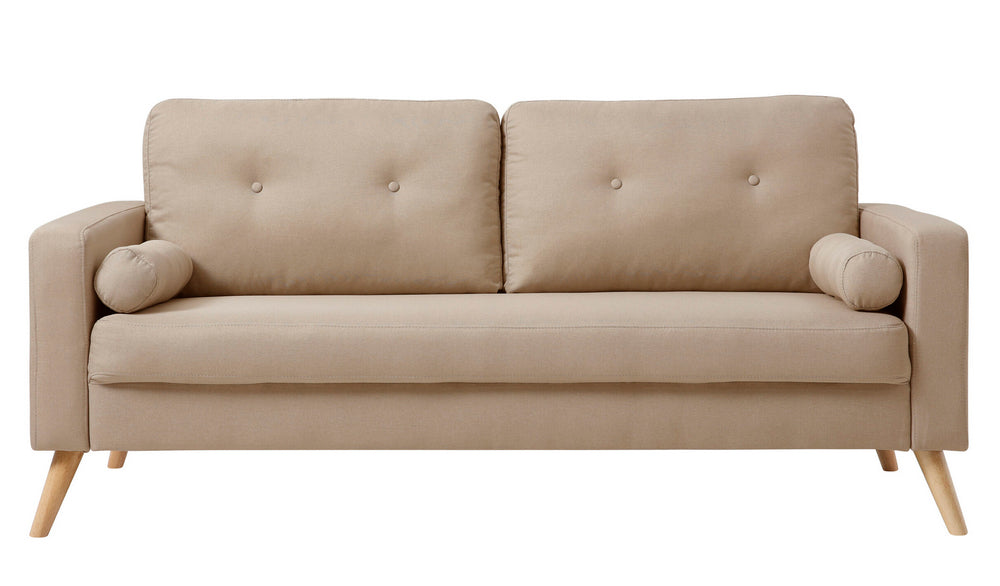 Alvin Sand Fabric Button Tufted Sofa