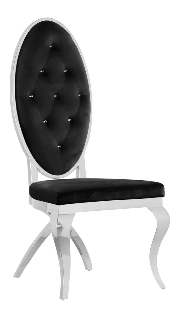 Alyse 2 Black Velvet/Silver Metal Side Chairs