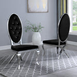 Alyse 2 Black Velvet/Silver Metal Side Chairs