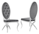 Alyse 2 Gray Velvet/Silver Metal Side Chairs