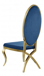 Alyse 2 Navy Blue Velvet/Gold Metal Side Chairs