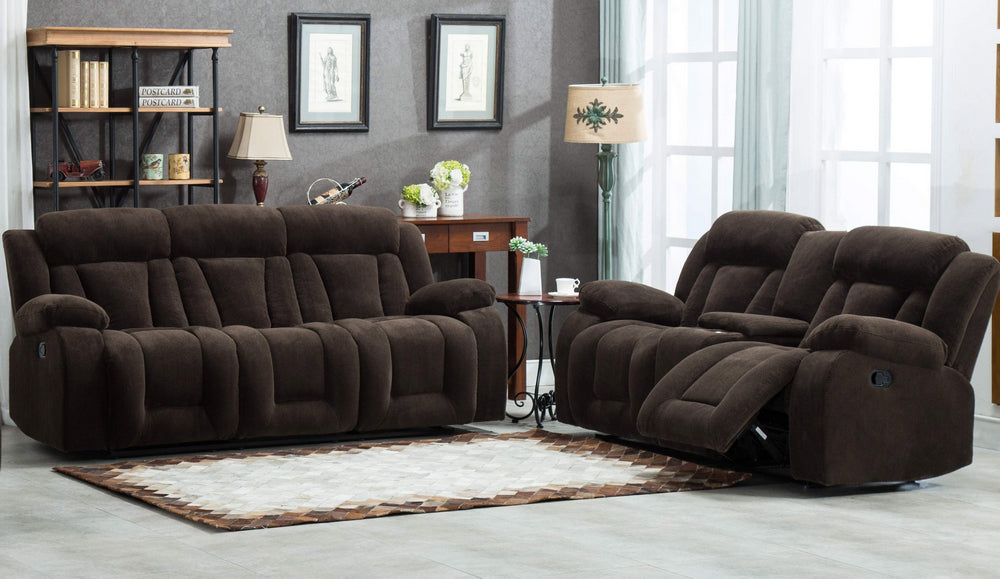 Amabel 2-Pc Dark Brown Manual Recliner Sofa Set