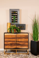 Amata Black Walnut Wood/Gold Finish Metal Accent Cabinet