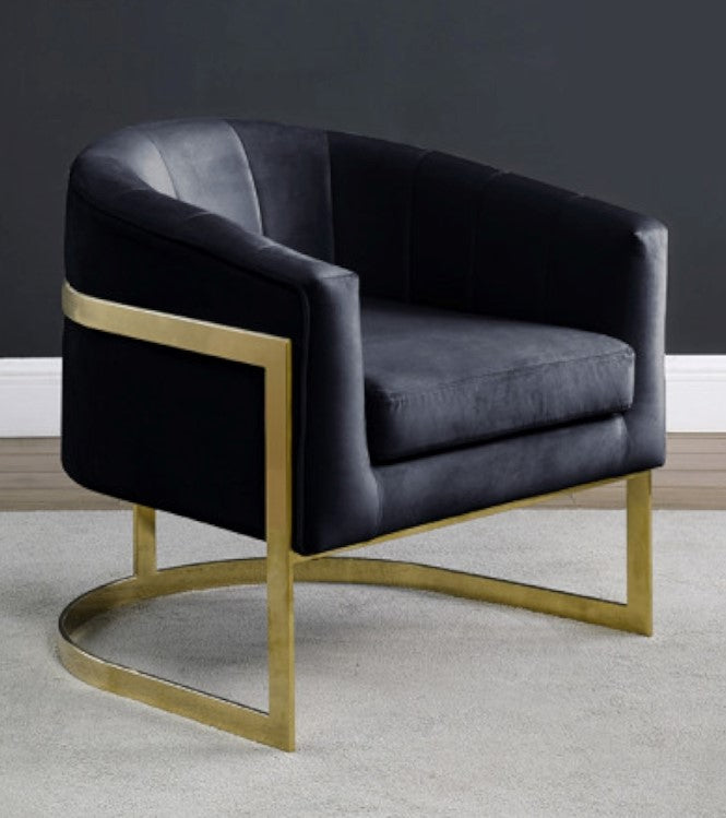 Amber Black Velvet Accent Chair