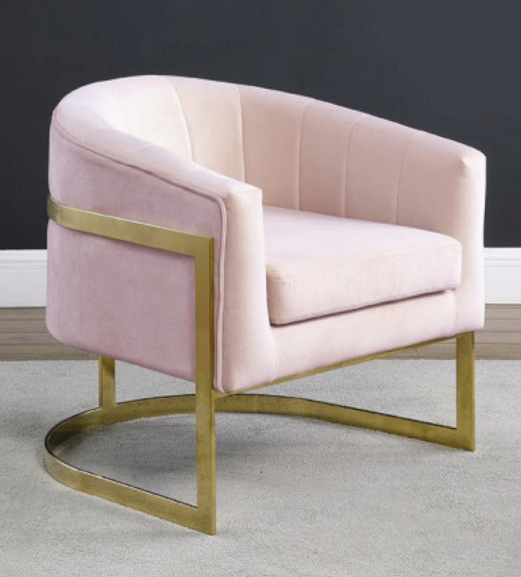 Amber Pink Velvet Accent Chair