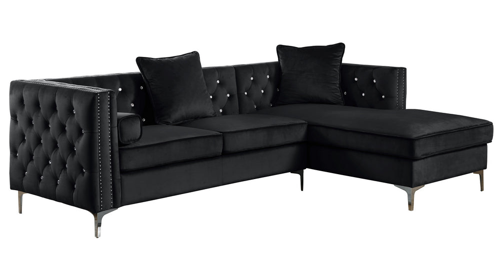 Amberly 2-Pc Black Fabric RAF Sectional Sofa