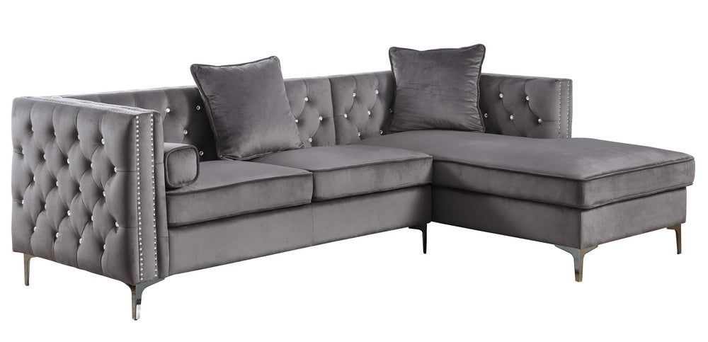 Amberly 2-Pc Gray Fabric RAF Sectional Sofa