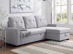 Amboise 2-Pc Light Gray Fabric Reversible Sectional with Sleeper