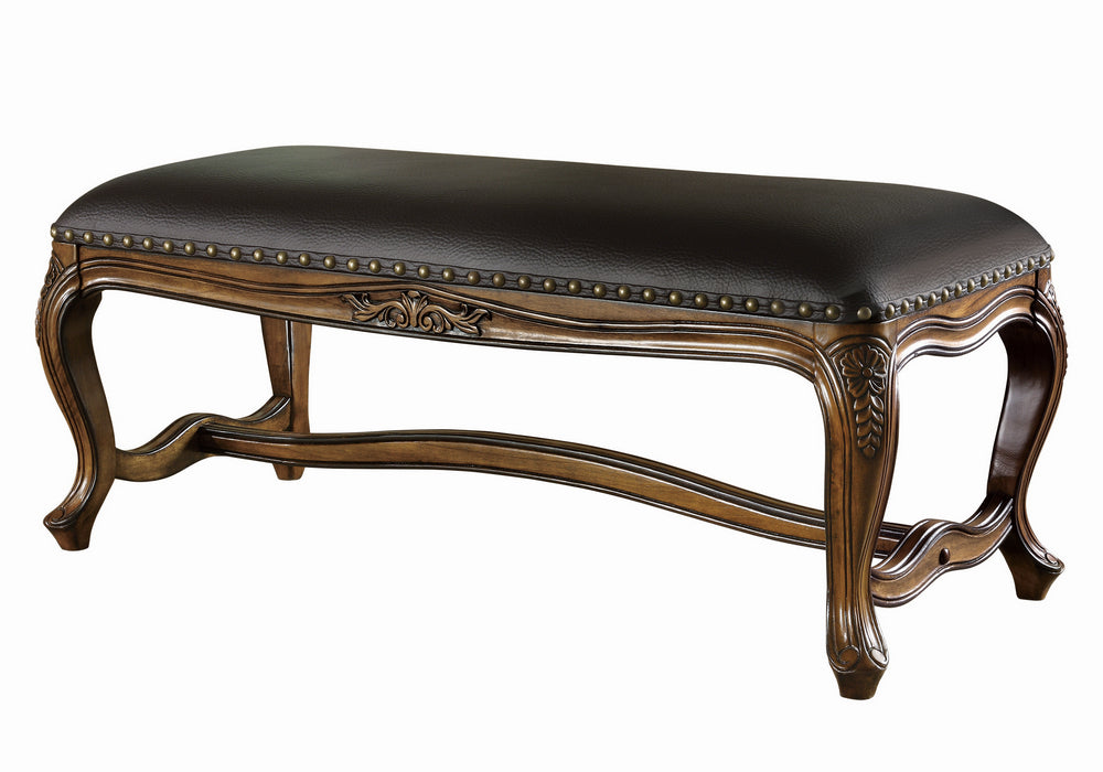 Amedina Black Leatherette/Brown Wood Bench