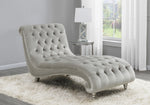 Amelie Grey Velvet Button Tufted Chaise