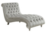 Amelie Grey Velvet Button Tufted Chaise