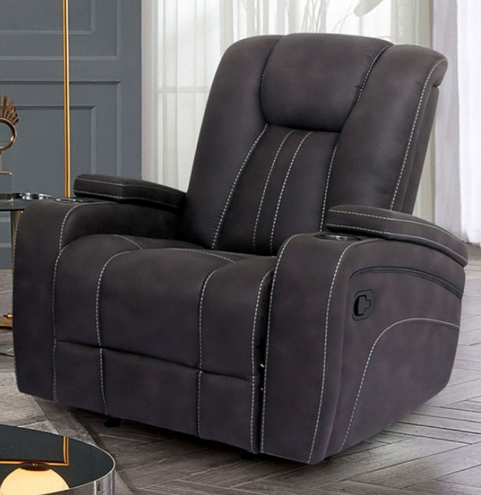 Amirah Dark Gray Fabric Glider Manual Recliner