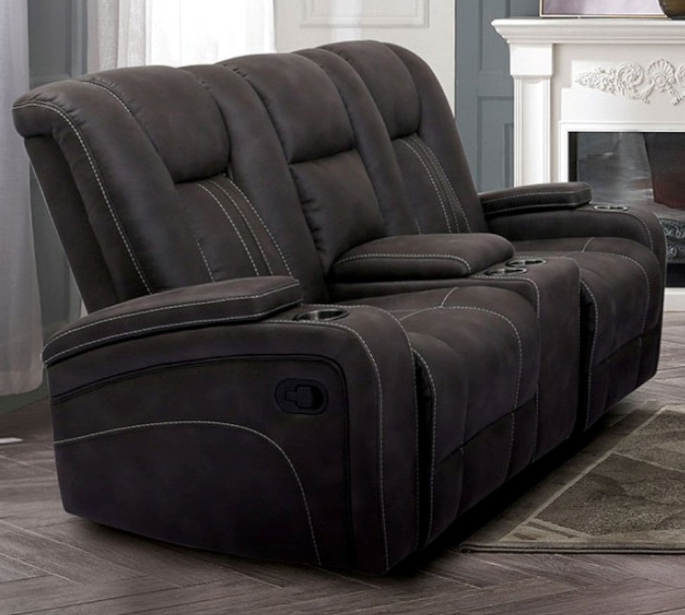 Amirah Dark Gray Manual Recliner Loveseat