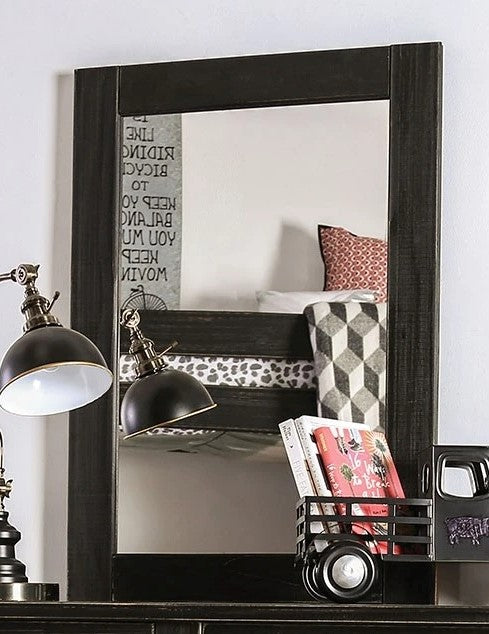 Ampelios Wire-Brushed Black Dresser Mirror