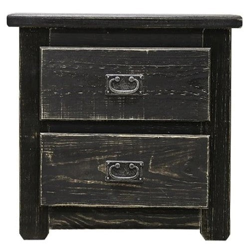 Ampelios Wire-Brushed Black Wood Nightstand