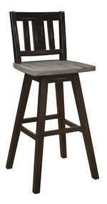 Amsonia 2 Distressed Gray & Black Wood Bar Chairs