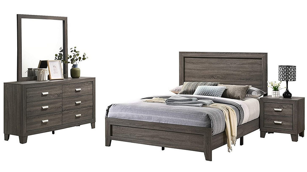 Anastasia 4-Pc Light Brown Wood Queen Bed Set